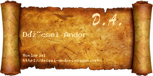 Décsei Andor névjegykártya