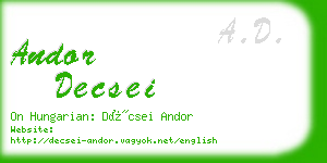andor decsei business card